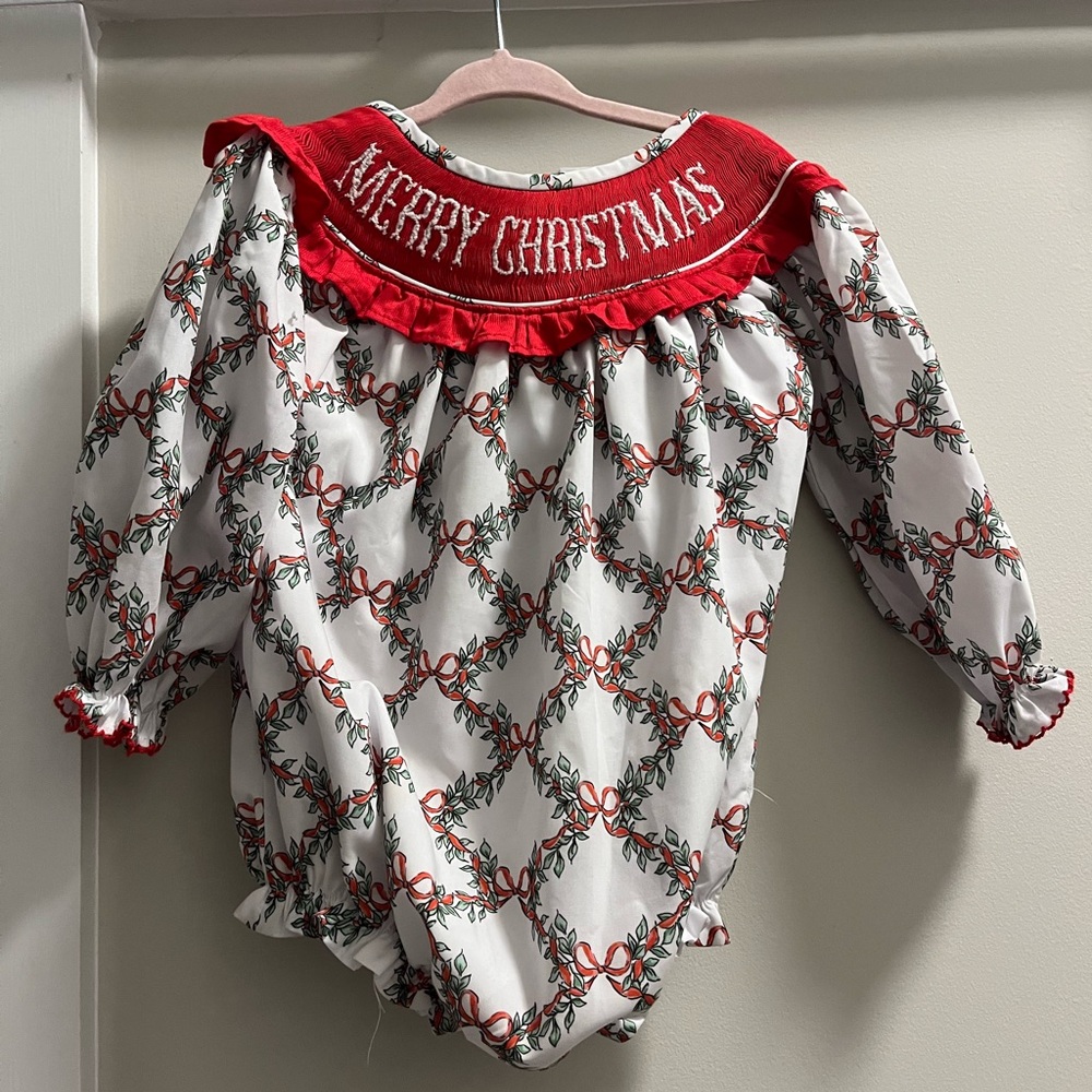Festive Red and White Christmas Baby Romper
